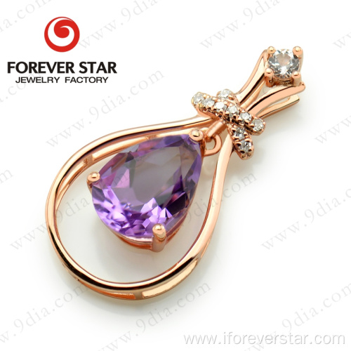 Natural Amethyst Diamond 14K Solid Gold Jewelry